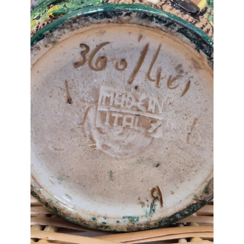 Meran Italy Vintage Ceramic Planter Hand Painted Horse Floral Scalloped Cachepot